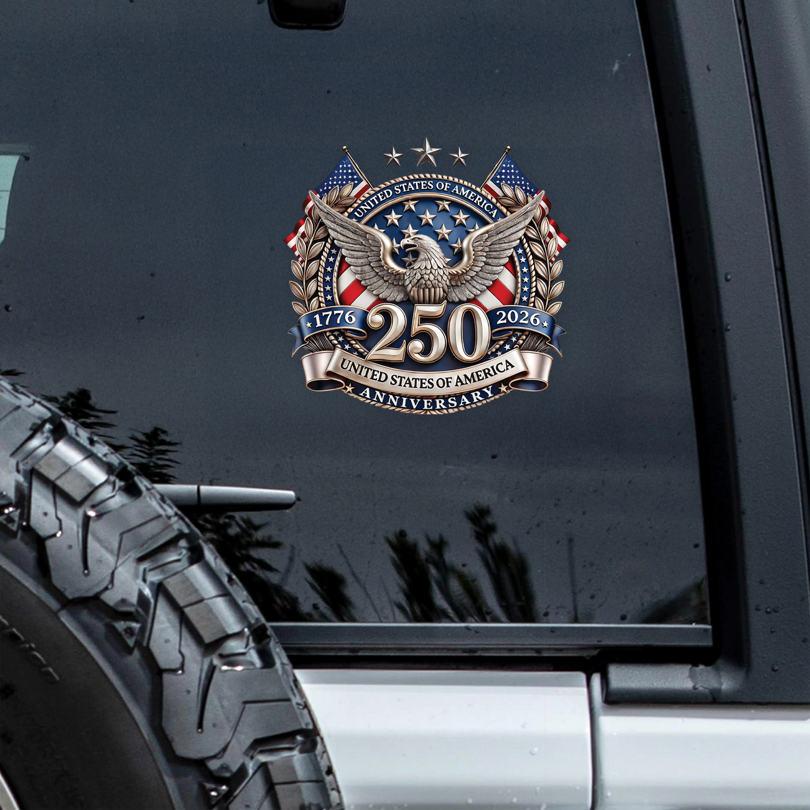 USA 250th Anniversary, 1776-2026 US 250 Emblem Semiquincentennial Car Window Decal Sticker HO82 900954