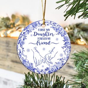 First Mother Forever Friend Personalized Chinoiserie Toile De Jouy Style Ceramic Ornament HO82 900164