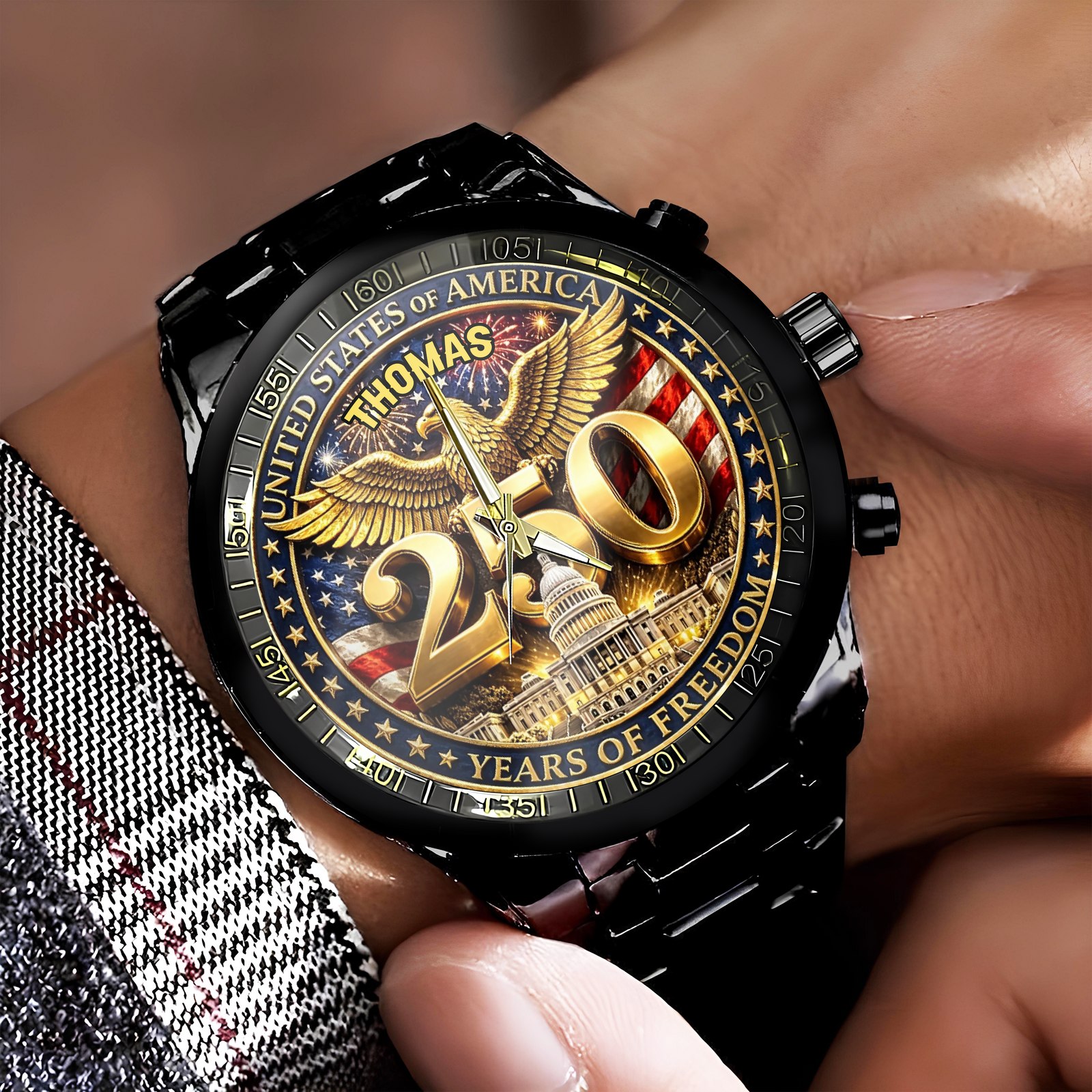 Custom Name United States Of America 1776-2026 Patriotic Eagle Wrist Watch CH07 911168