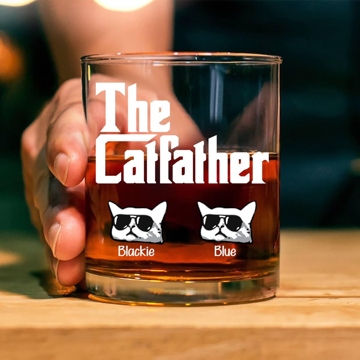 The CatFather For Cat Lovers Personalized Whiskey Glass LM32 893525
