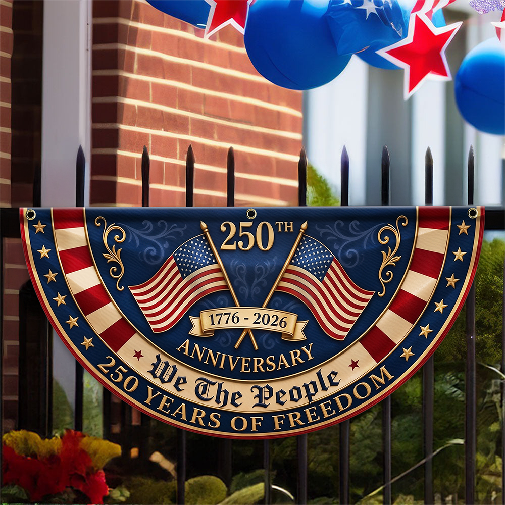 We The People US 250th Anniversary 1776–2026 Non-Pleated Fan Flag CH07 911822