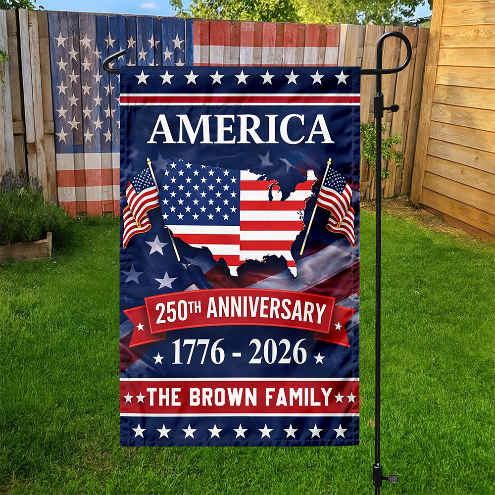 Custom Family Name America 250th Anniversary Garden Flag TH10 898825