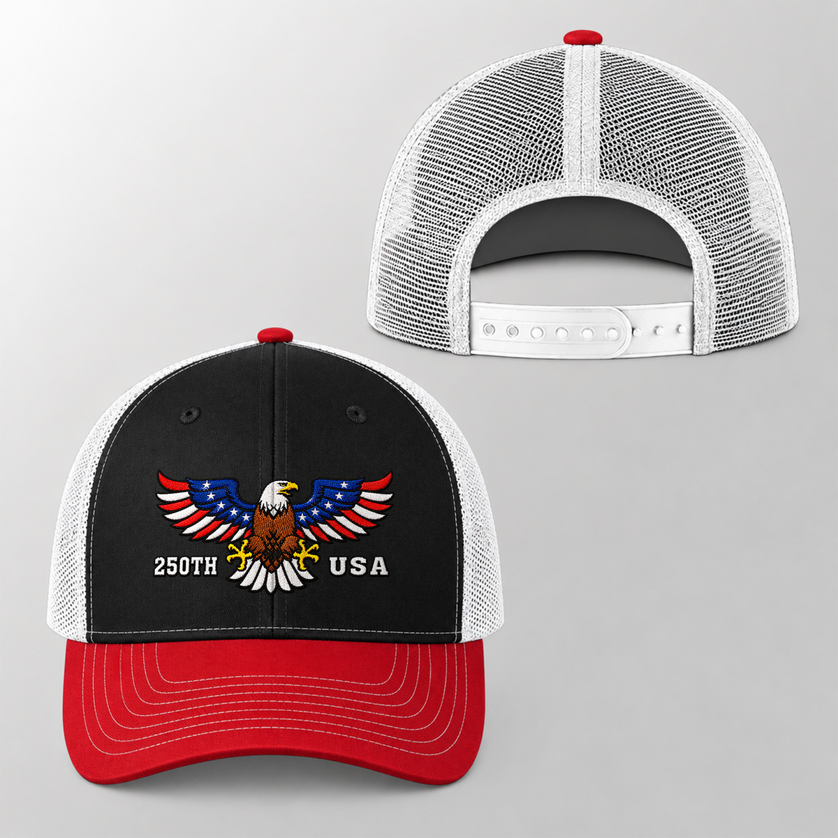 250th Anniversary USA Patriotic Embroidered Trucker Hat CH07 911944
