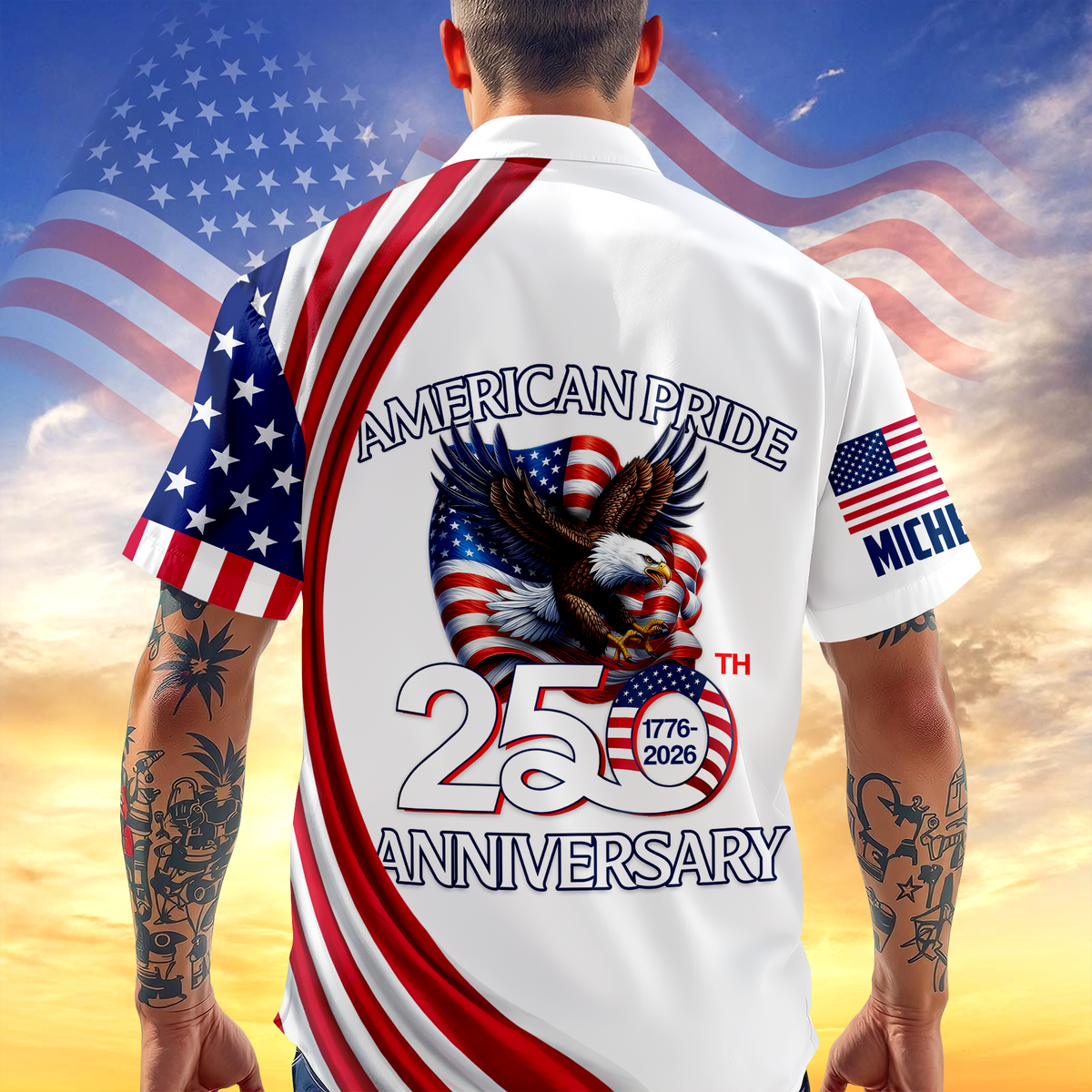 Custom Name American Pride Patriotic 250th Anniversary Eagle Hawaii Shirt HO82 901170