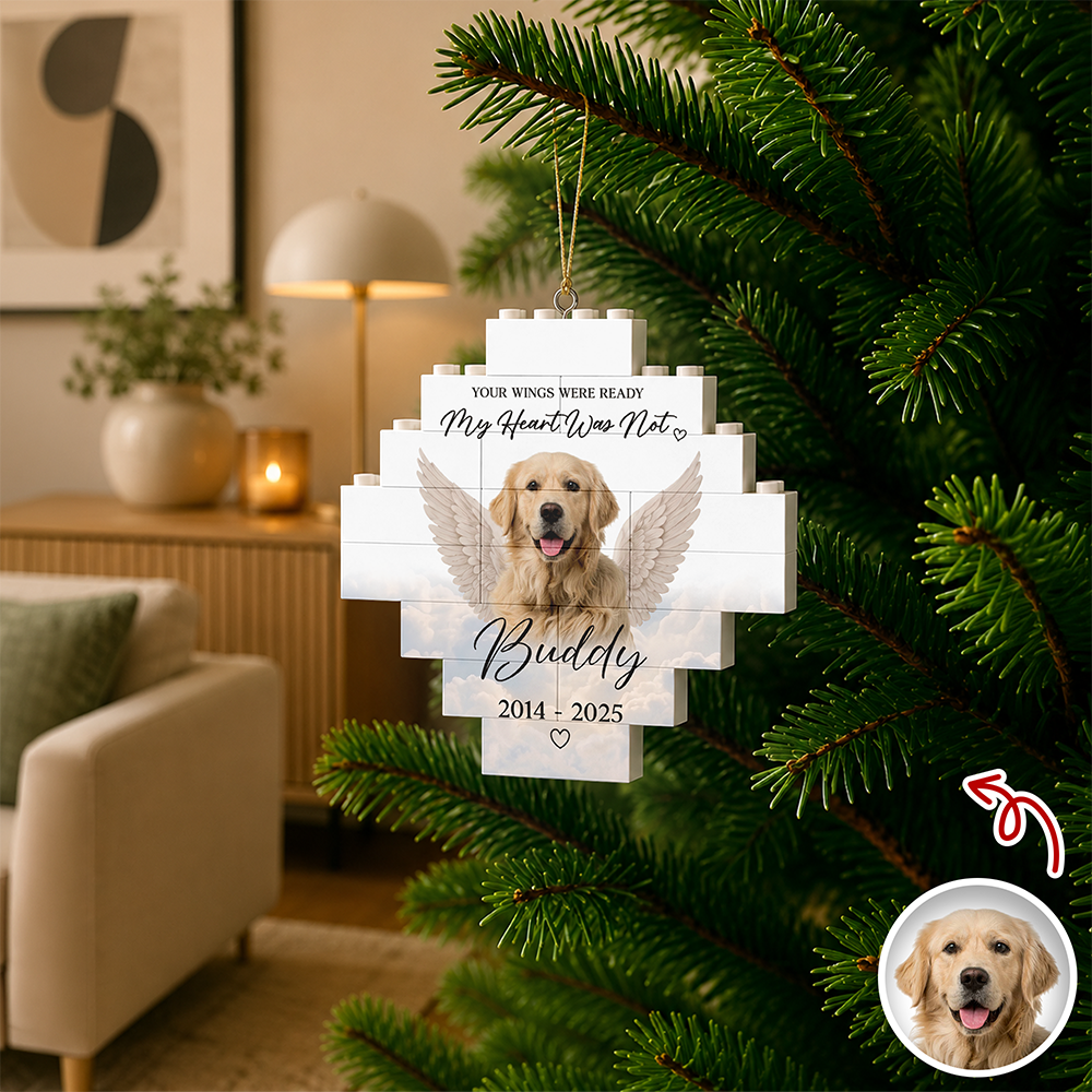 Personalized Pet Memorial Angel Wings Building Blocks Ornament CH07 180258