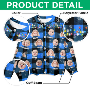 Custom Kids Photo Name Christmas Light Snow Cardigan CH07 896188