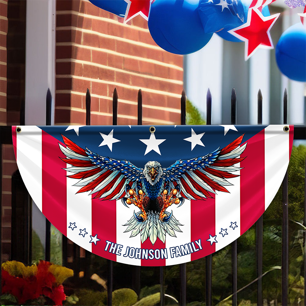 Custom Family Name American Flag Patriotic Eagle American Non-Pleated Fan Flag HA75 898788