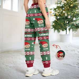 Custom Pet Photo With Festive Ugly Patterns - Personalized Sweatpants CH07 899502
