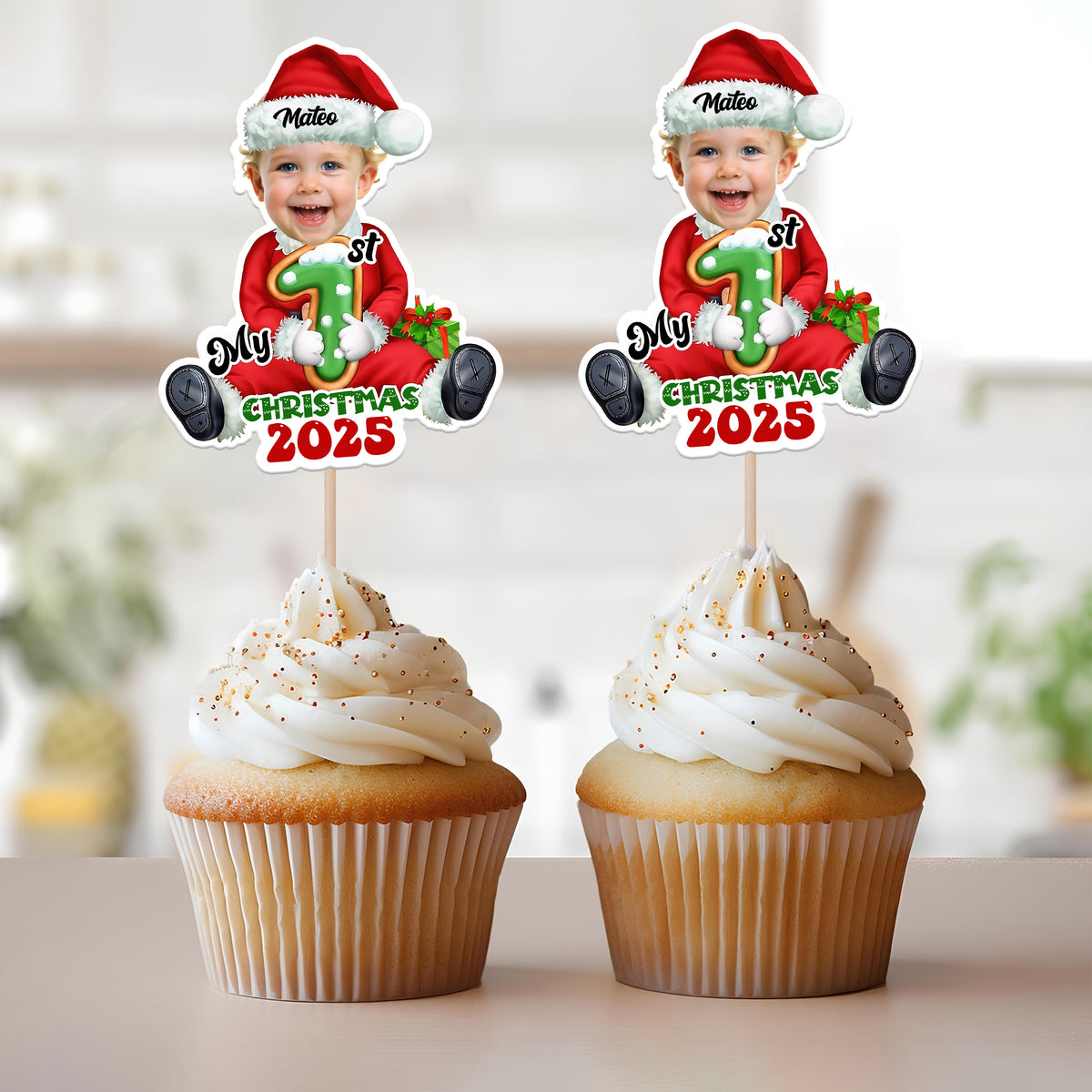 Custom Photo Santa Baby Christmas Cupcake Toppers LM32 893913