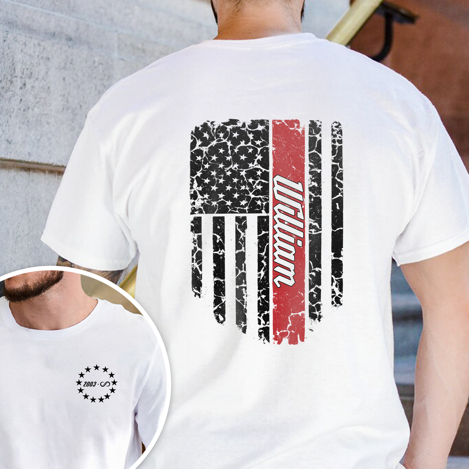 Custom Name America Flag Back & Front White Shirt TH10 898907