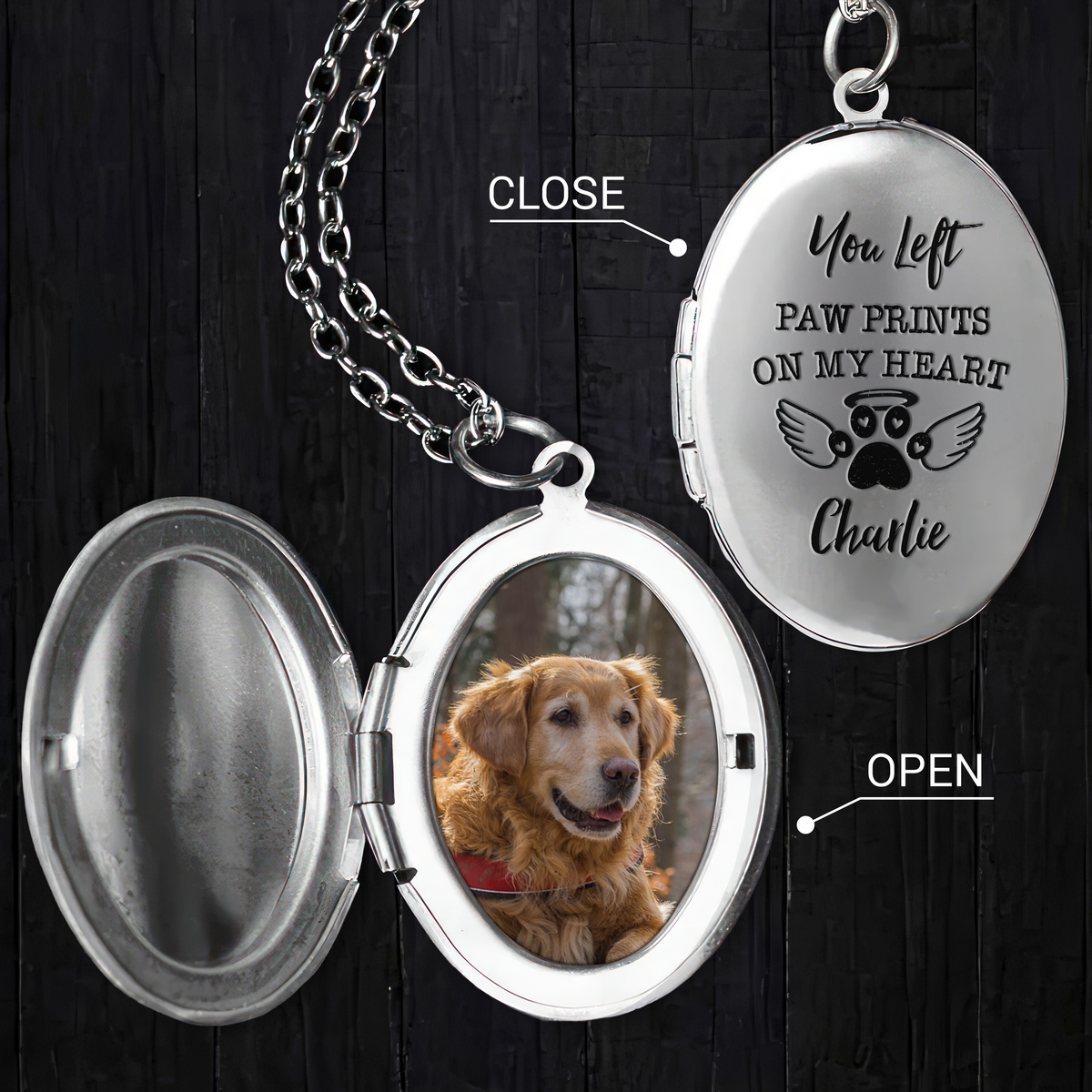 Custom Photo You Left Paw Prints On My Heart Dog Memorial Locket Necklace HA75 892290