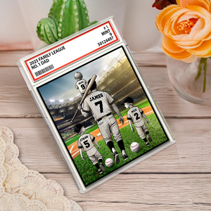 Baseball No. 1 Dad Grandpa Man & Kids Trading Card Style Acrylic Block Plaque Personalized Gift For Father's Day HO82 893980