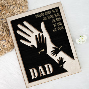 Amazing Daddy To Us Father's Day Gift 2-Layer Wooden Plaque With Stand TH10 892993