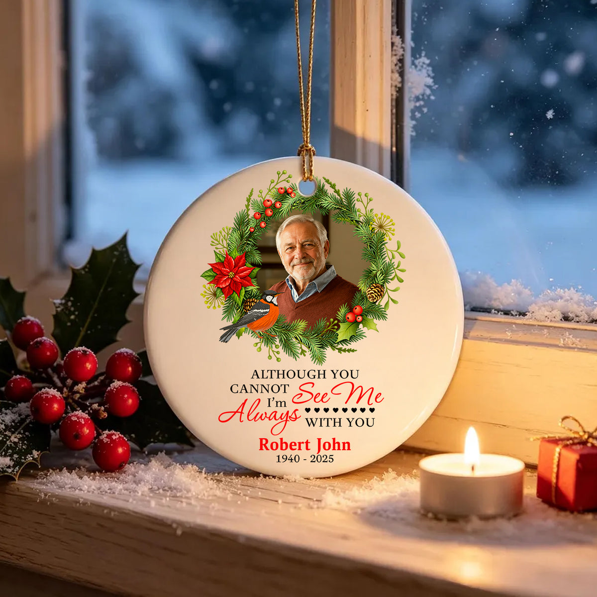 Custom Photo I'm Always With You Ceramic Ornament, Memorial Keepsake for Loved Ones HO82 903906