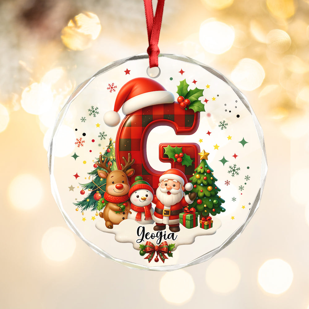 Custom Alphabet Personalized Christmas Glass Ornament HA75 897564