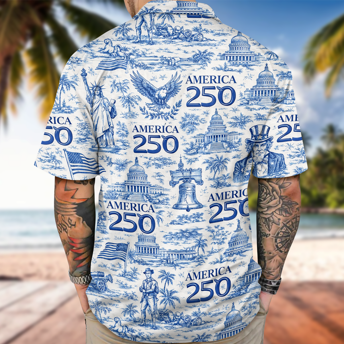 America 250th Anniversary Toile De Jouy Style Hawaii Shirt CH07 910426