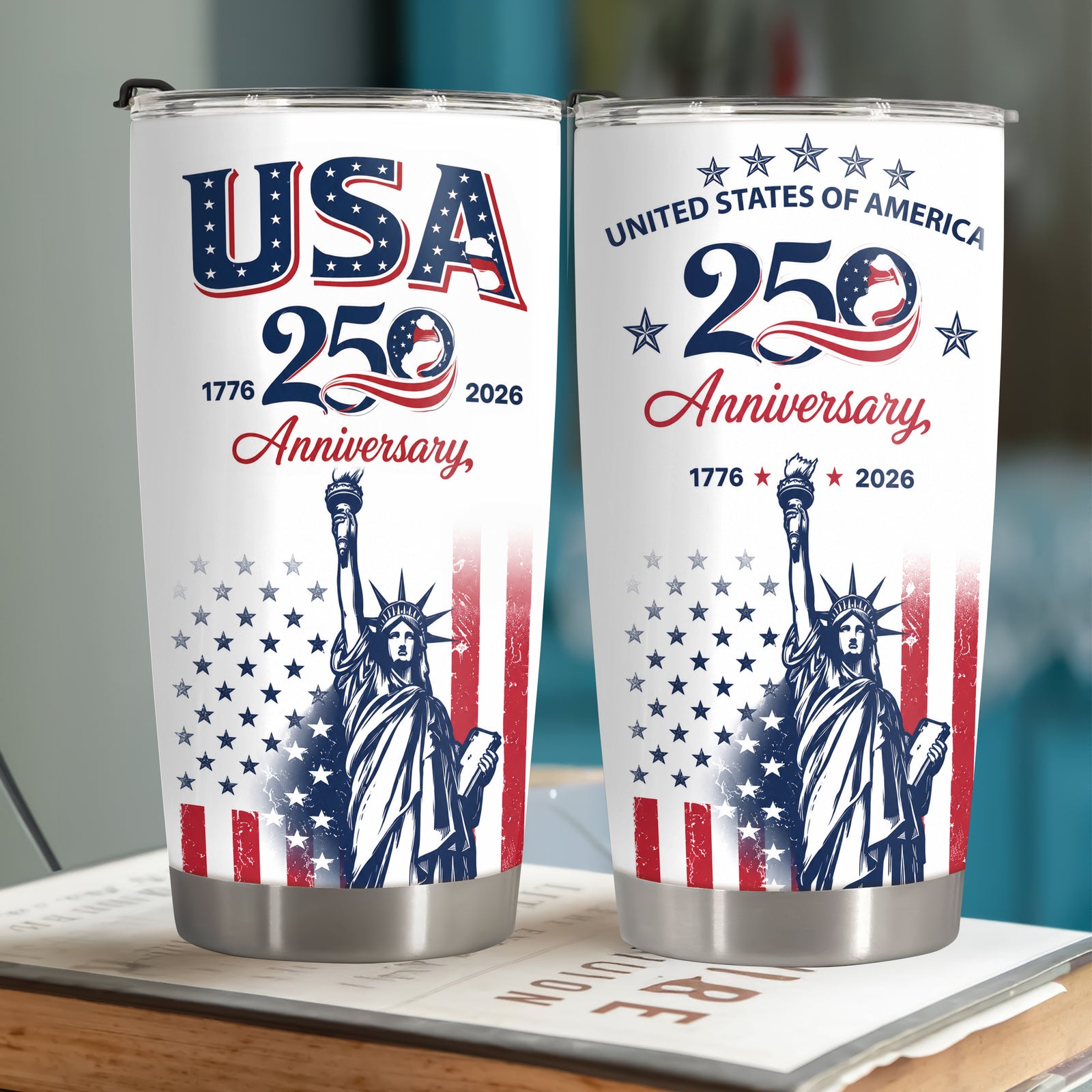 USA 250th Anniversary Patriotic Statue of Liberty Fat Tumbler HA75 921660