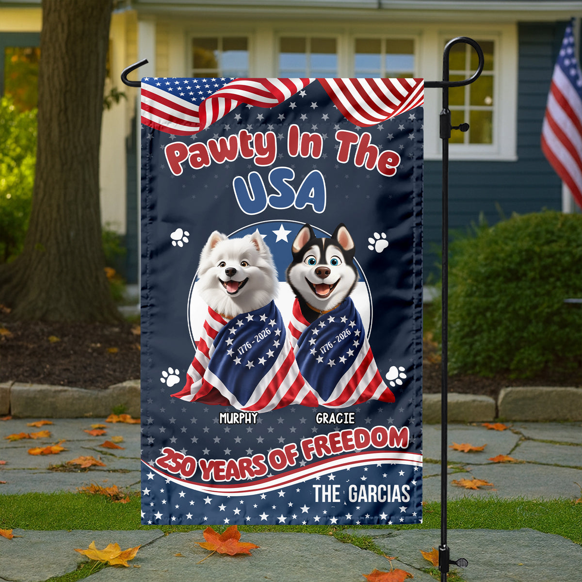 Personalized Pawty In The USA 250 Years Of Freedom Dog Garden Flag HA75 920300