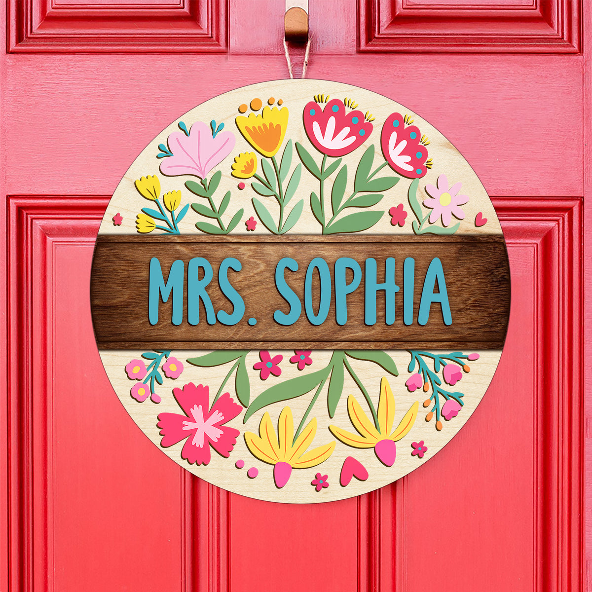 Custom Teacher Name With Floral Layer Doorsign, Back To School Gift HO82 894302