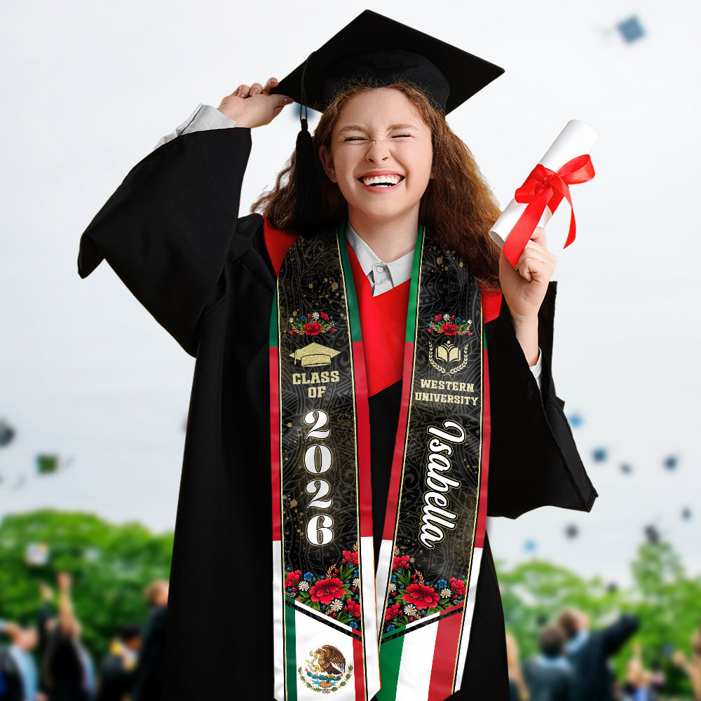 Personalized Country Flag Graduation Stole Sash – Class of 2026 Custom Graduation Gift HA75 898894