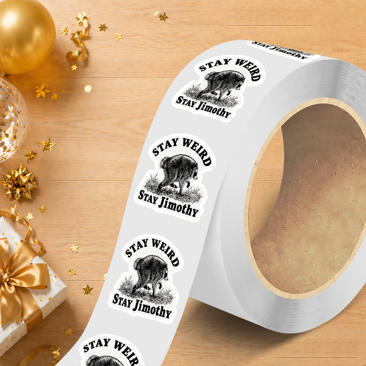 Stay Weird Stay Jimothy Raccoon Roll Sticker – Funny Trash Panda Meme CH07 180232
