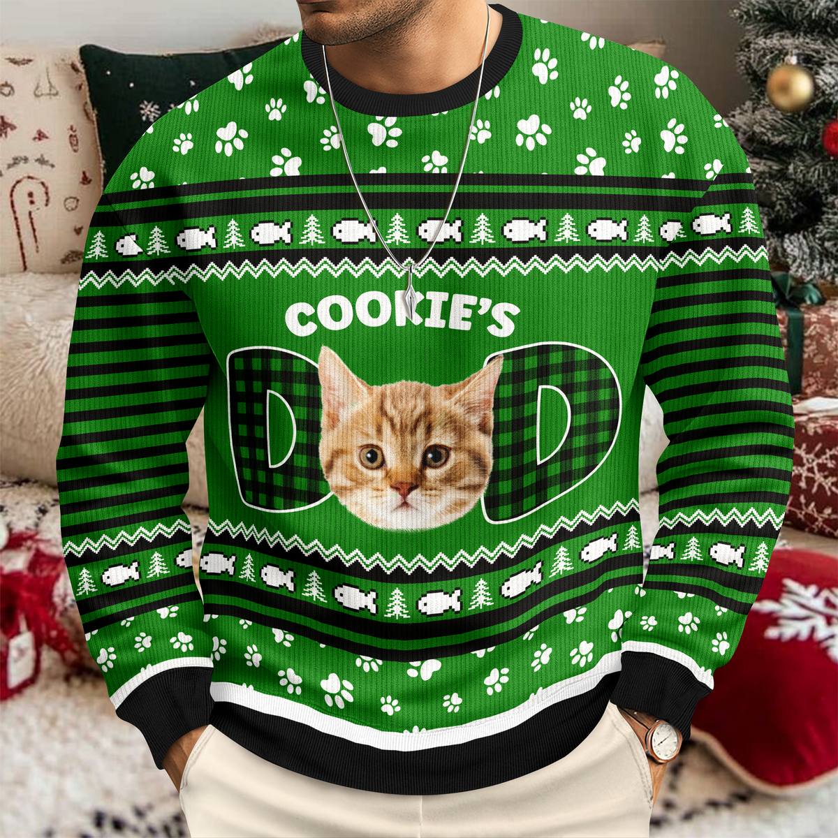 Custom Photo Cat Mom Cat Dad Ugly Sweater Christmas Gift HA75 897610