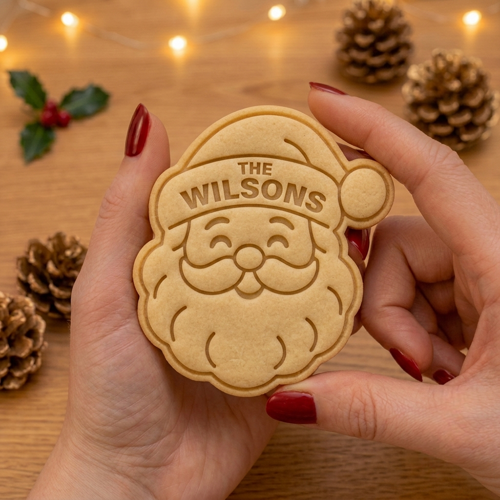 Personalized Family Name Santa Cookie Cutter and Stamp, Personalized Holiday Baking Gift CH07 181150