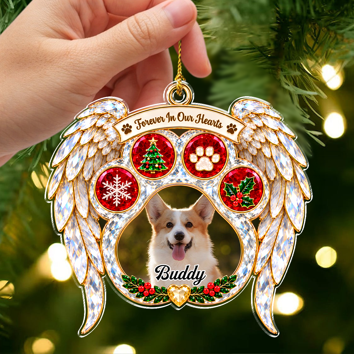 Custom Pet Photo Christmas Memorial Acrylic Ornament Gifts For Dog And Cat Lovers TH10 171605
