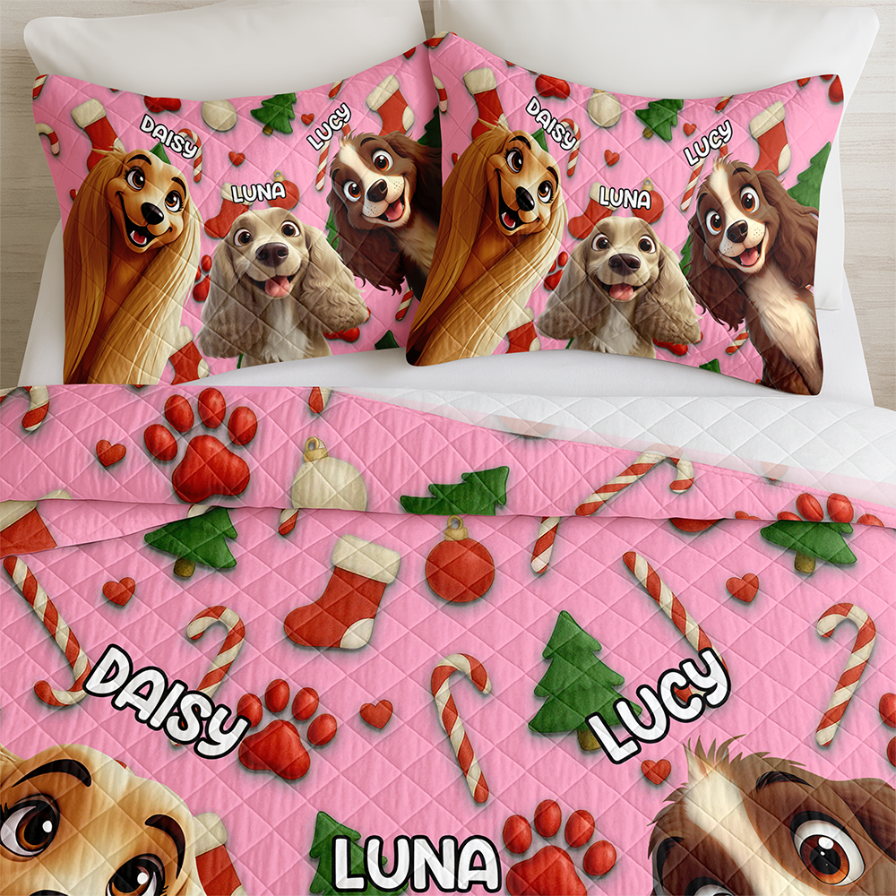Custom Dog Cartoon Ver 2 - Personalized Quilt Bedding Set For Dog Lover LM32 897153
