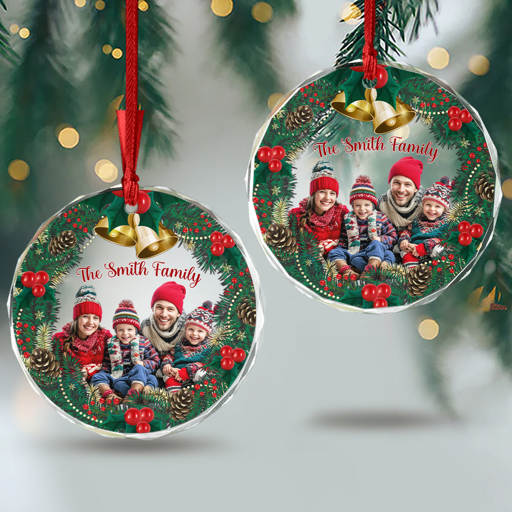 Custom Photo Family Bonds Are Unbreakable Glass Ornament Christmas Gift HA75 897194