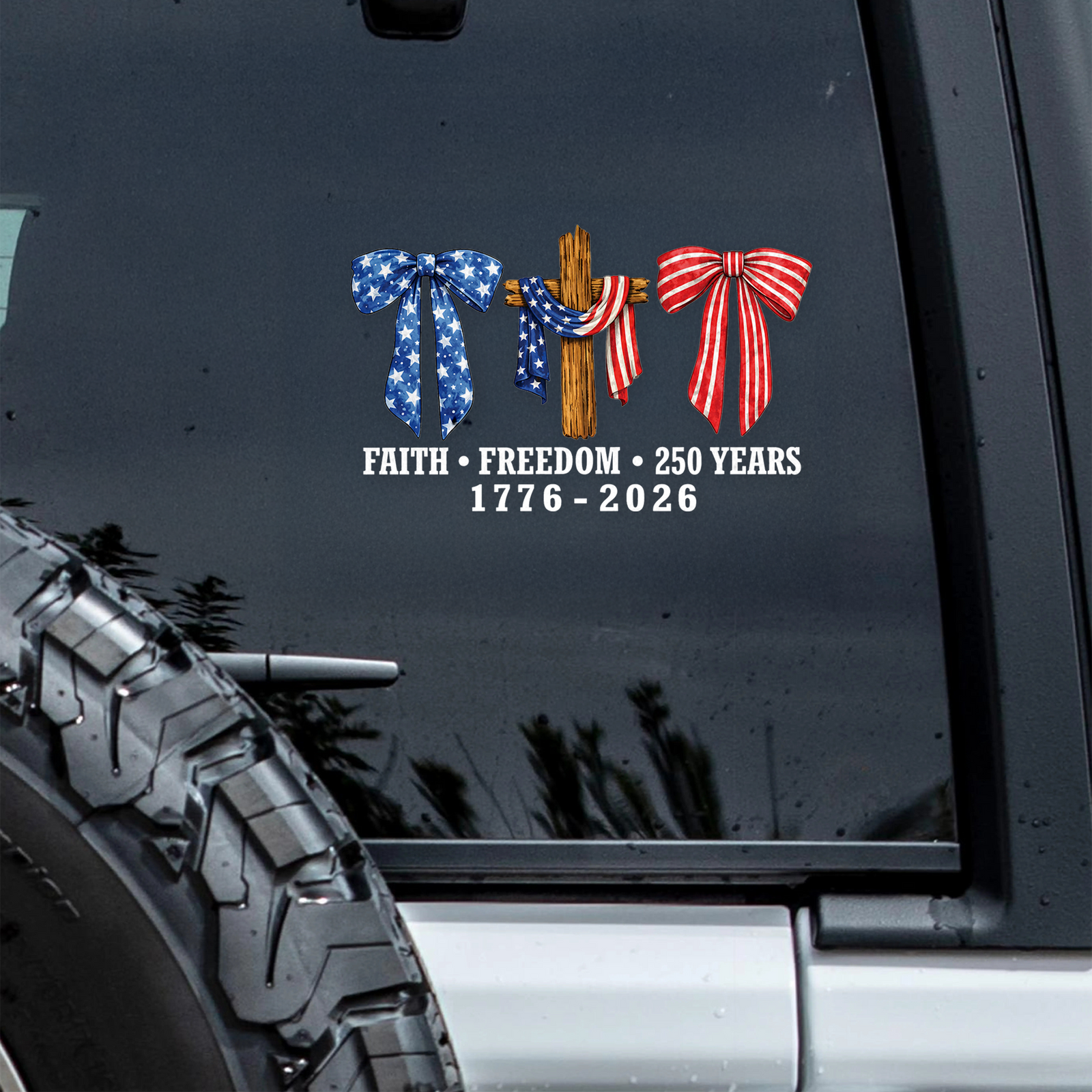 Faith Freedom 250 Years Jesus Christian America Car Window Decal Sticker HA75 920988