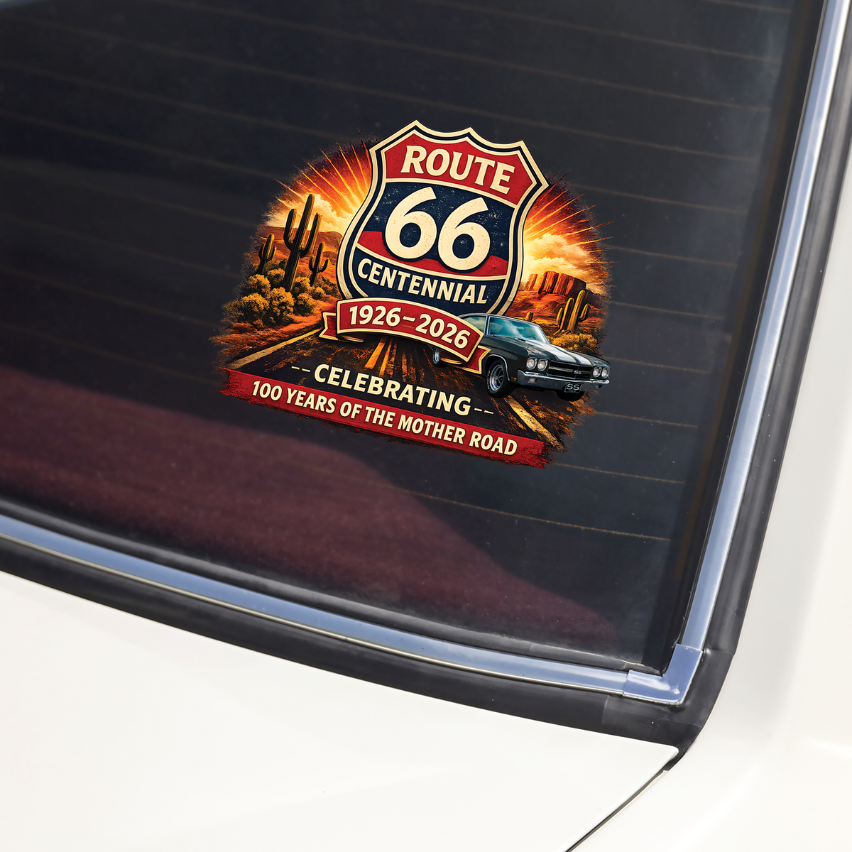 Custom Car Photo Route 66 Centennial 1926 - 2026 Car Window Decal Sticker TH10 898655