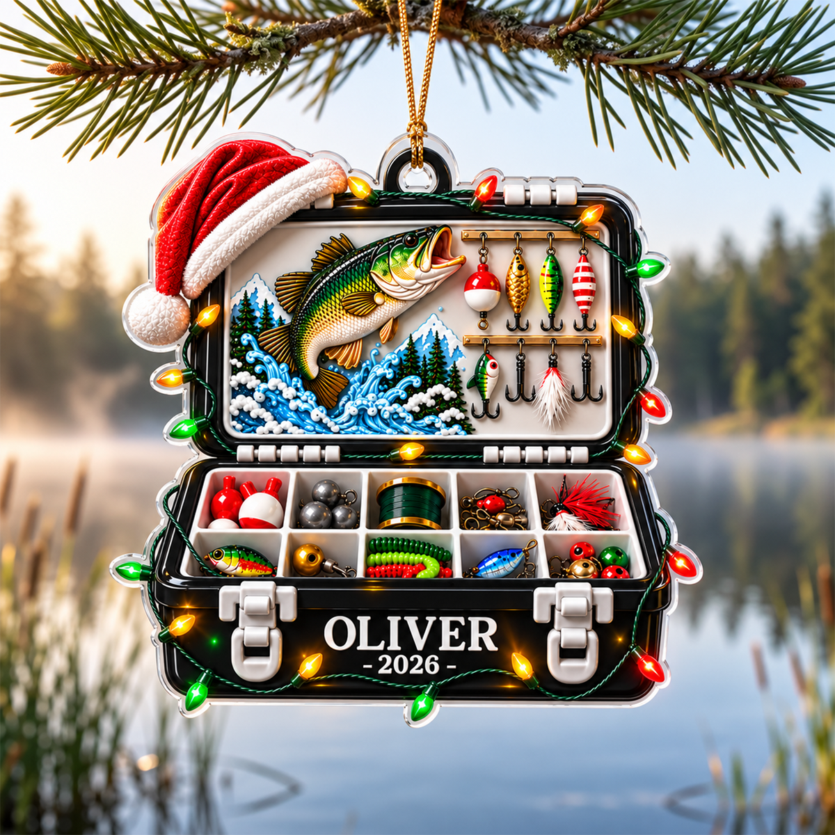 Personalized Fishing Tackle Box 3D Christmas Acrylic Ornament, Custom Acrylic Hanging Decor For Fisherman And Dad CH07 180780