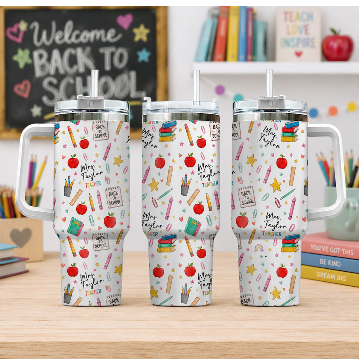 Custom Teacher Name Back To School Tumbler 40oz With Iron Ring HA75 921942