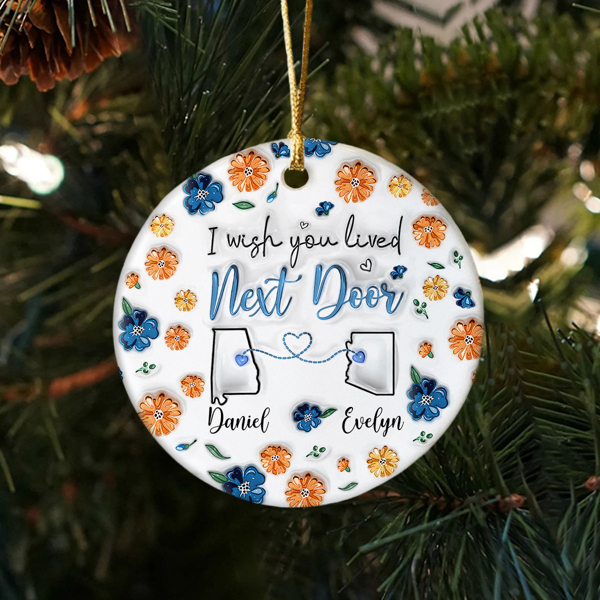 Distance Means So Little When Someone Means So Much  - Personalized 3D Effect Ceramic Ornament LM32 895355