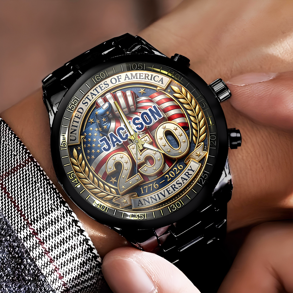 Custom Name America 250th Anniversary 1776 - 2026 Patriotic Wrist Watch CH07 911164
