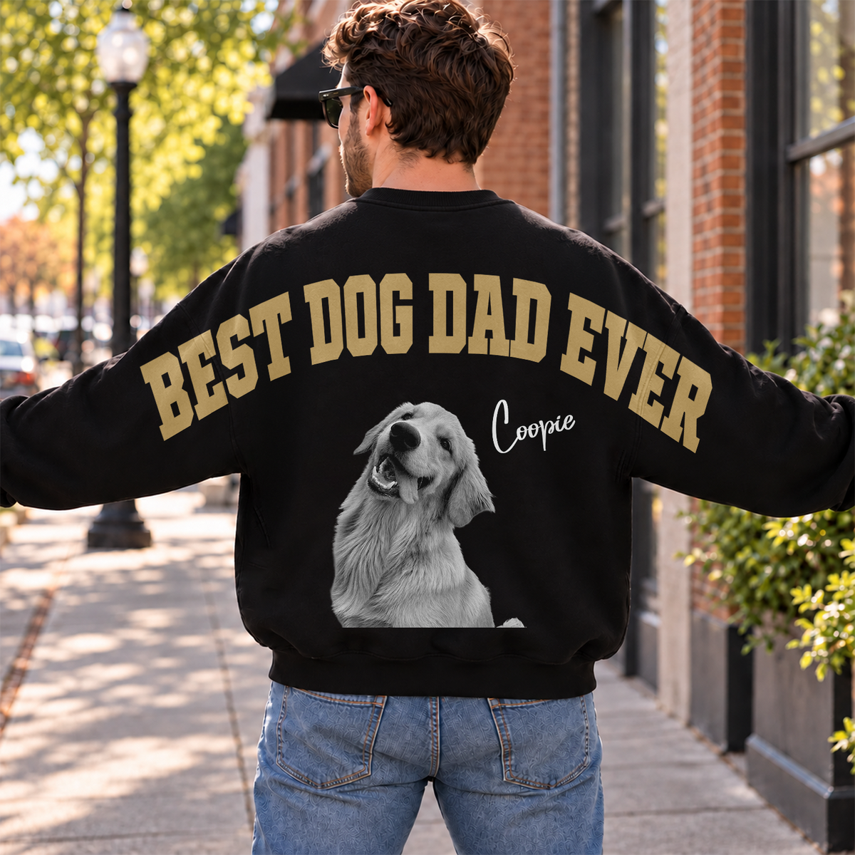 Custom Photo Best Dog Dad, Mom Ever Shoulder To Shoulder Sweatshirt CH07 180944
