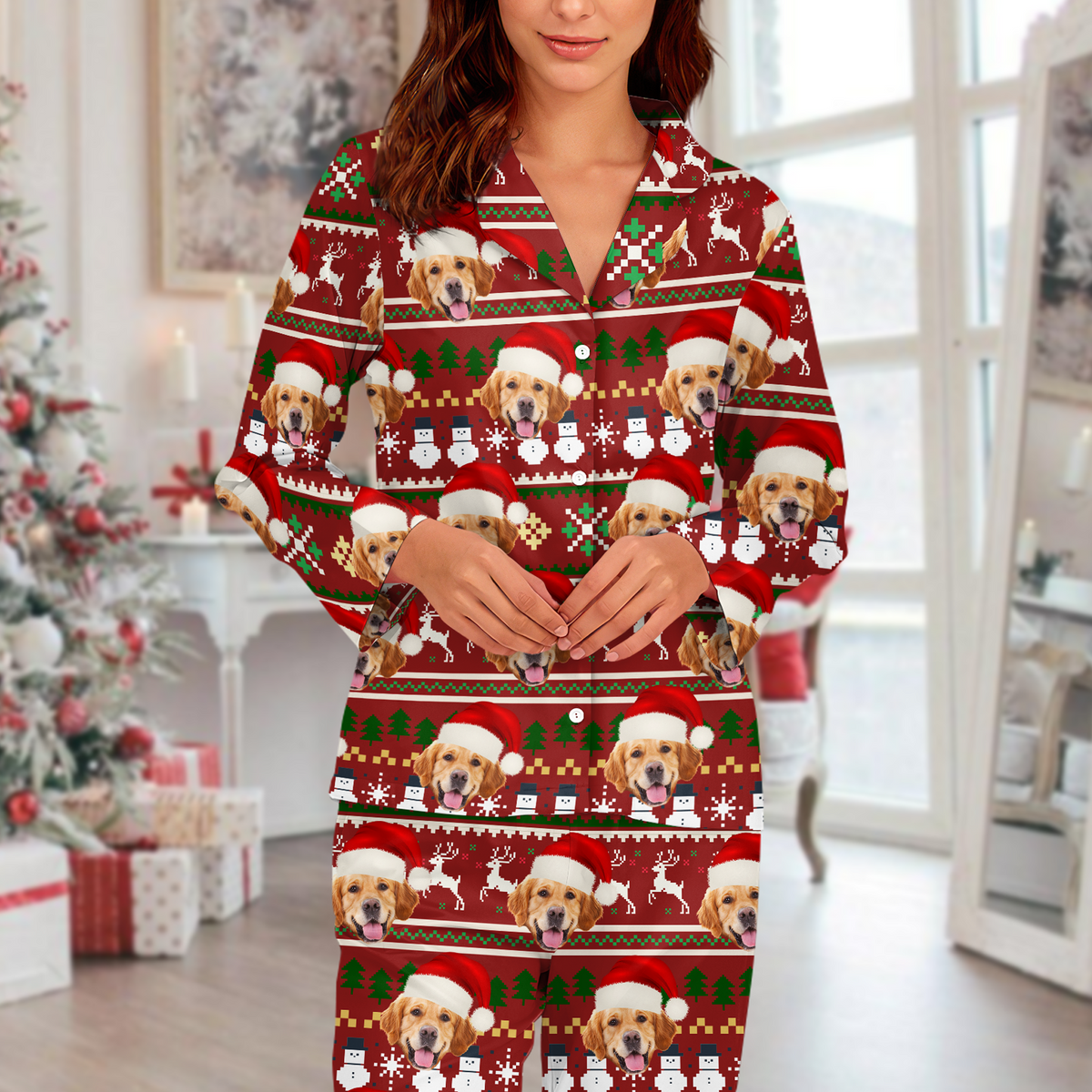 Custom Pet Photo Christmas Holiday Pajamas CH07 896112