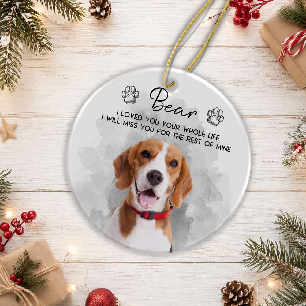 Custom Watercolor Pet Portrait Memorial Ceramic Ornament - Personalized Remembrance Gift HO82 903484