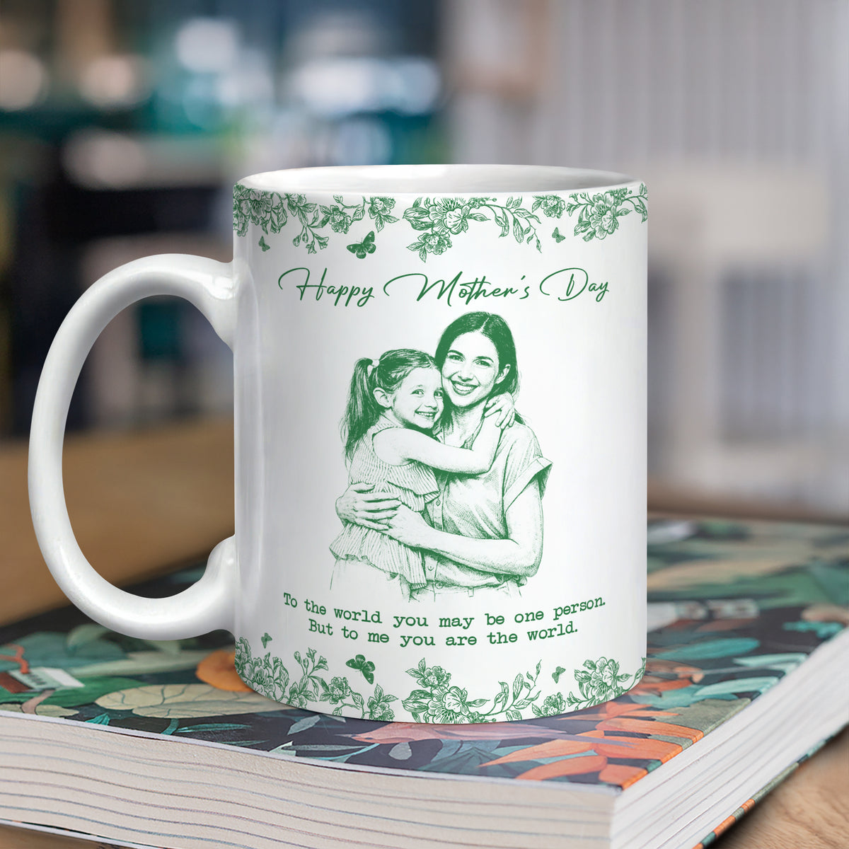 Custom Photo Pencil Sketch Happy Mother's Day To Mom Personalized Print Full Mug HA75 920782