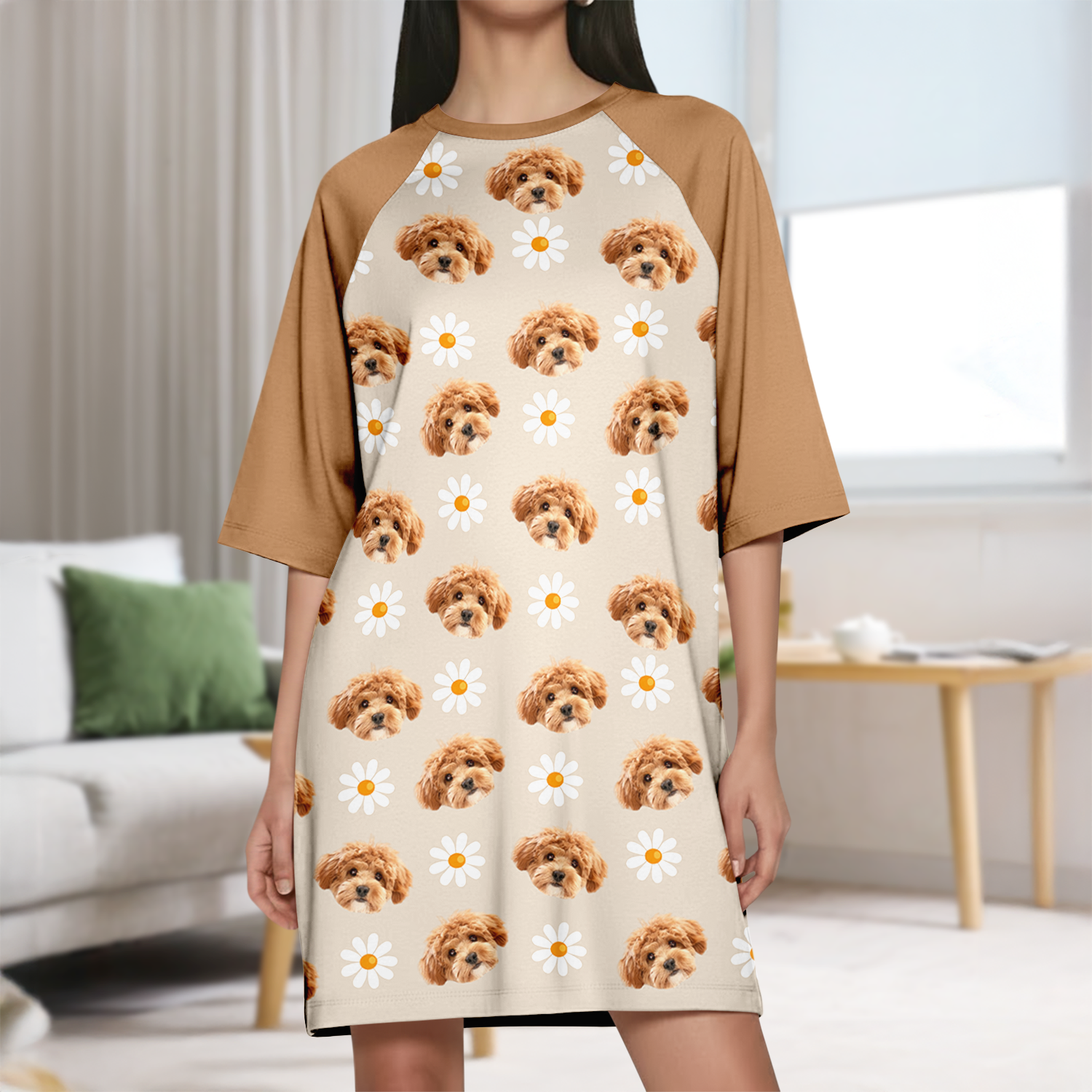 Custom Dog Cat Photo With Icon Raglan Nightgown Gift For Mom TH10 169479