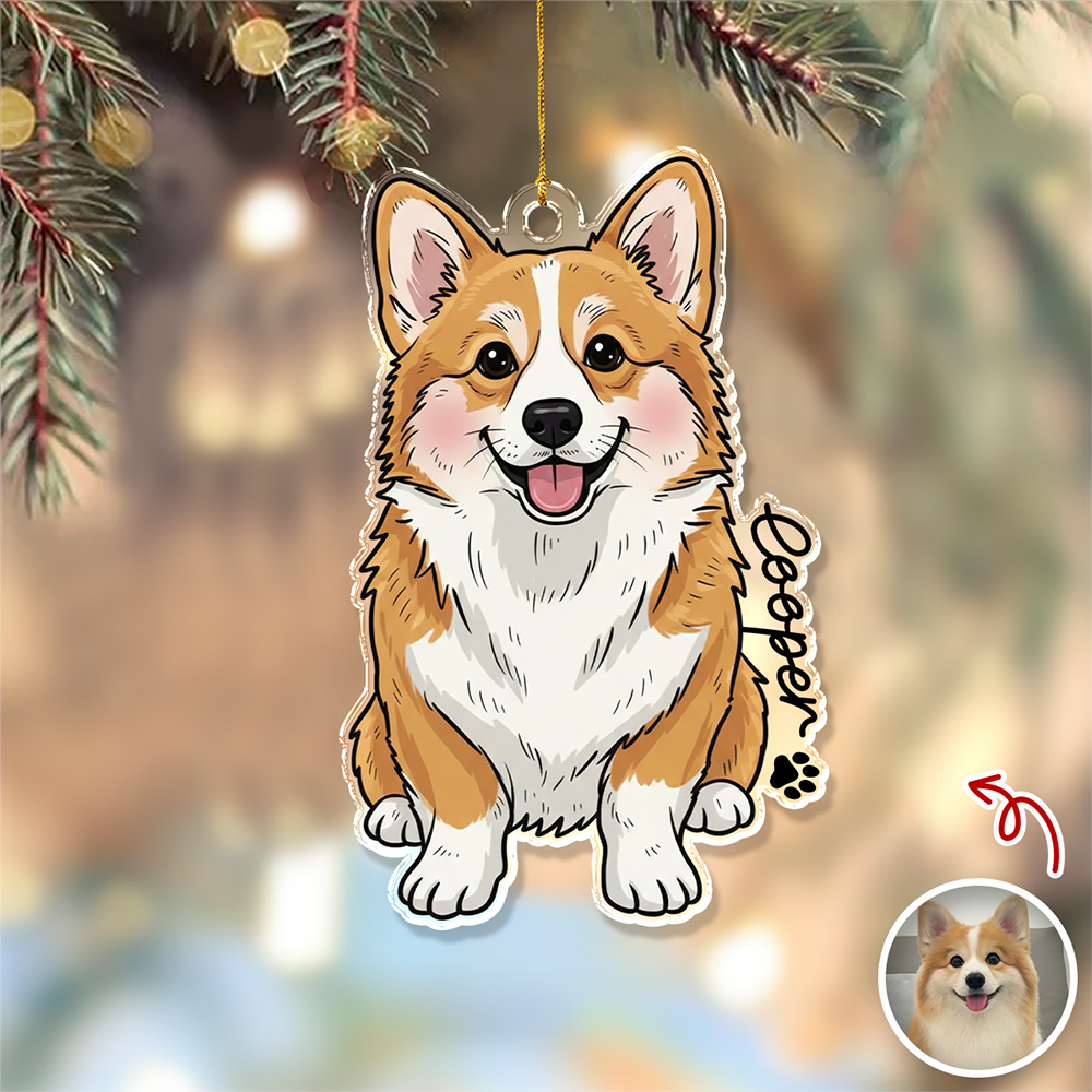 Custom Cute Dog Photo Portrait Christmas Decoration Acrylic Ornament LM32 895713