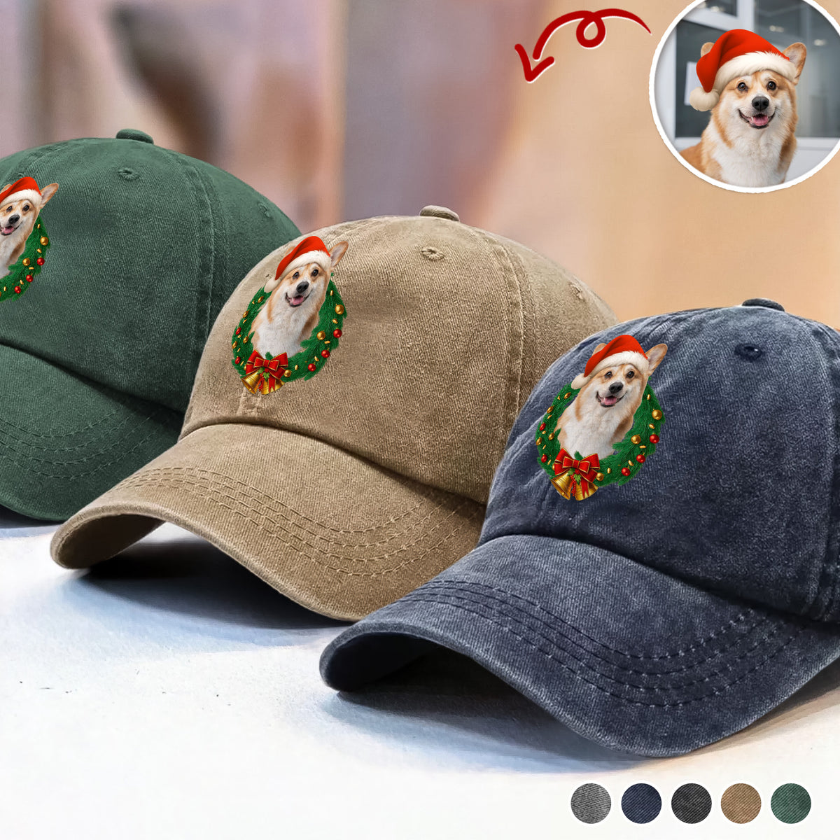 Custom Pet Photo Washed Denim Baseball Cap Christmas Gift For Dog And Cat Lovers HA75 897058