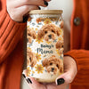 Custom Dog Photo Floral Glass Can With Lid Christmas Gift For Family TH10 896895