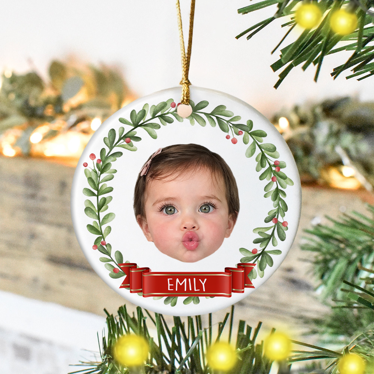 Customize Kid Face Ceramic Ornament For Christmas HO82 903746