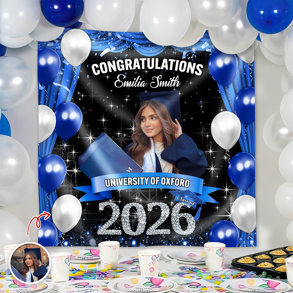 Custom Photo Class of 2026 Graduation Balloons Backdrop, Personalized Party Decor HO82 901876