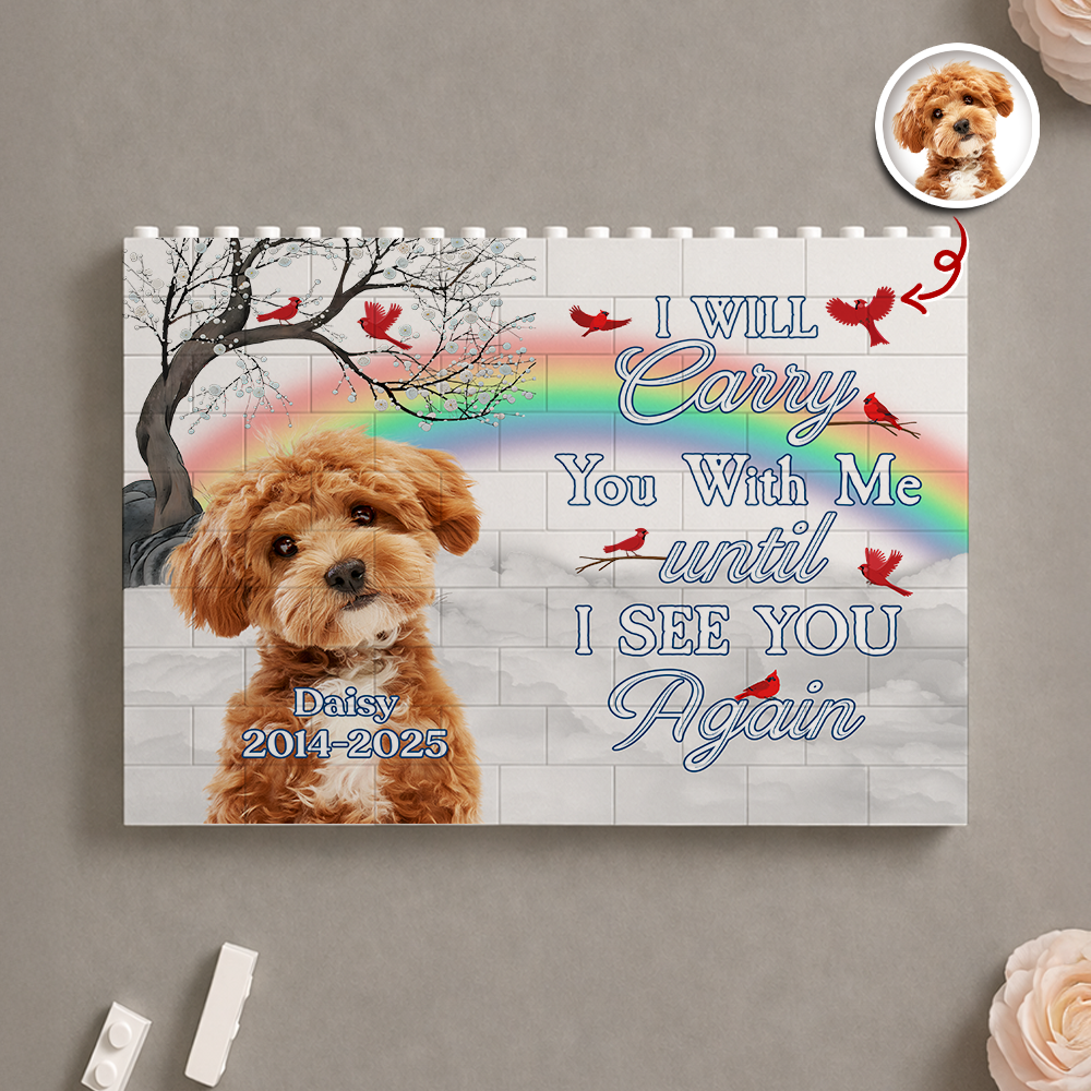Custom Photo One By My Side Forever In My Heart Dog Cat Memorial Building Block CH07 911650