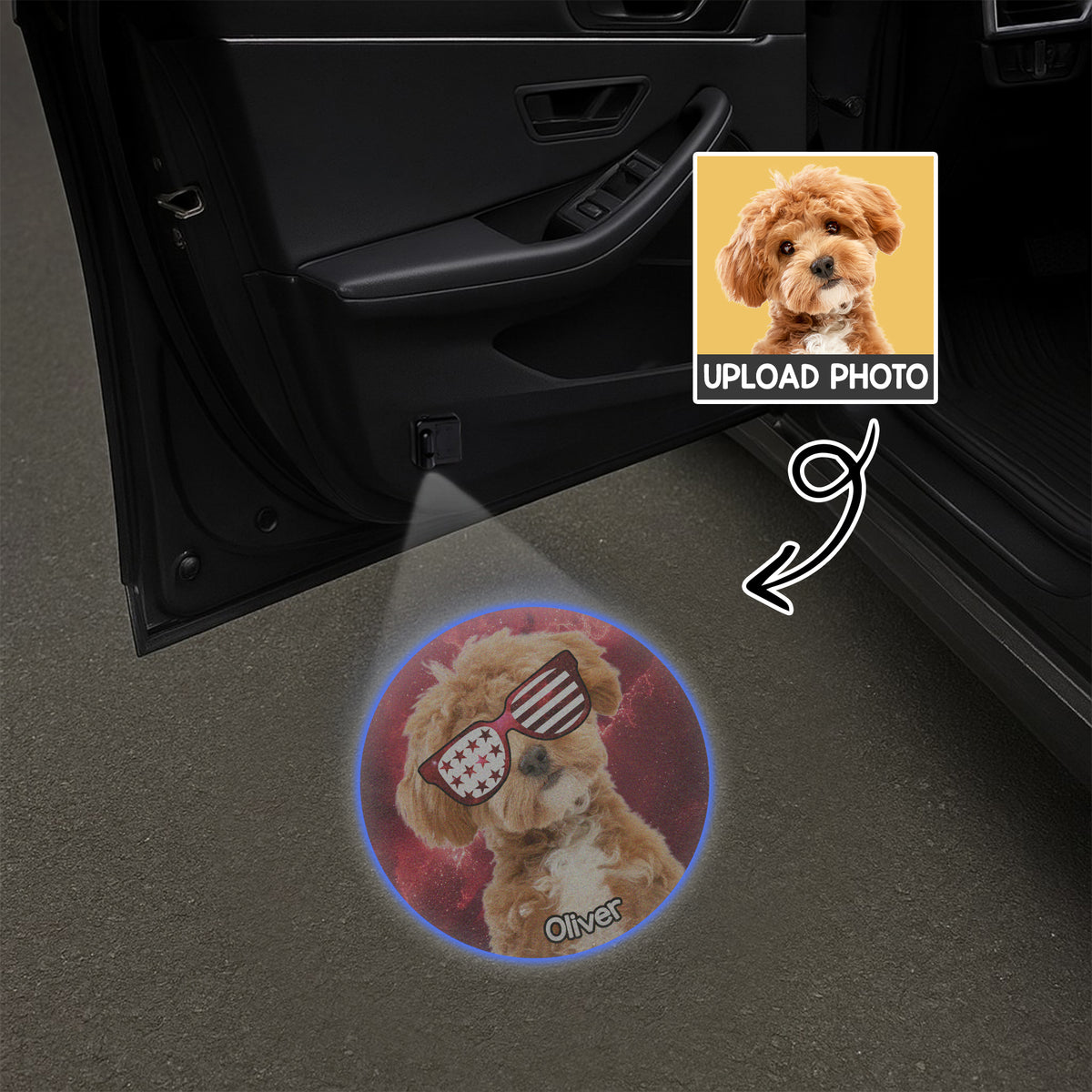 Custom Proud Patriotic Dog Photo Car Door Projector Light HO82 894358