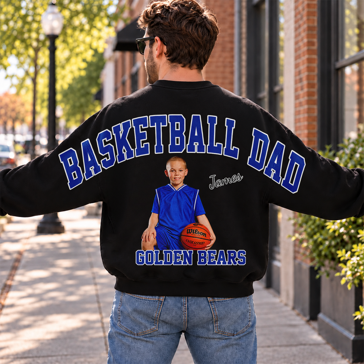 Custom Photo Basketball Dad Shoulder To Shoulder Sweatshirt CH07 181162