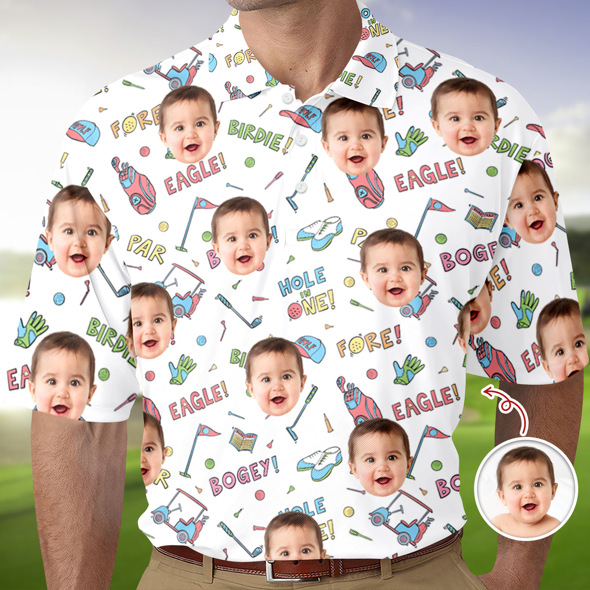 Custom Photo Golf Pattern Polo Shirt - Personalized Gift for Golfer, Golf Lovers HA75 898584